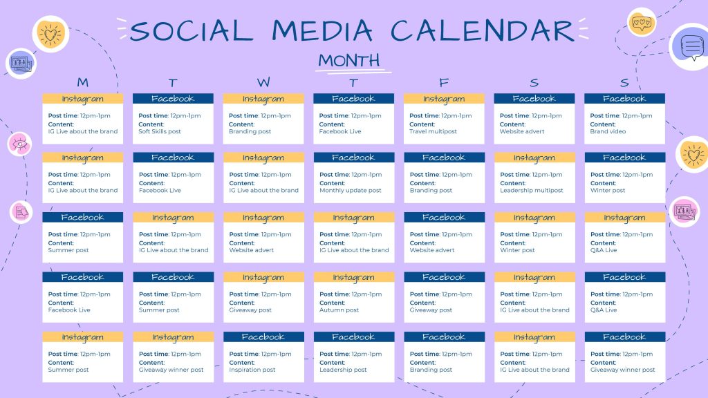 calendario de contenidos para redes sociales