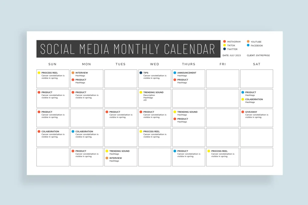 calendario editorial de redes sociales
