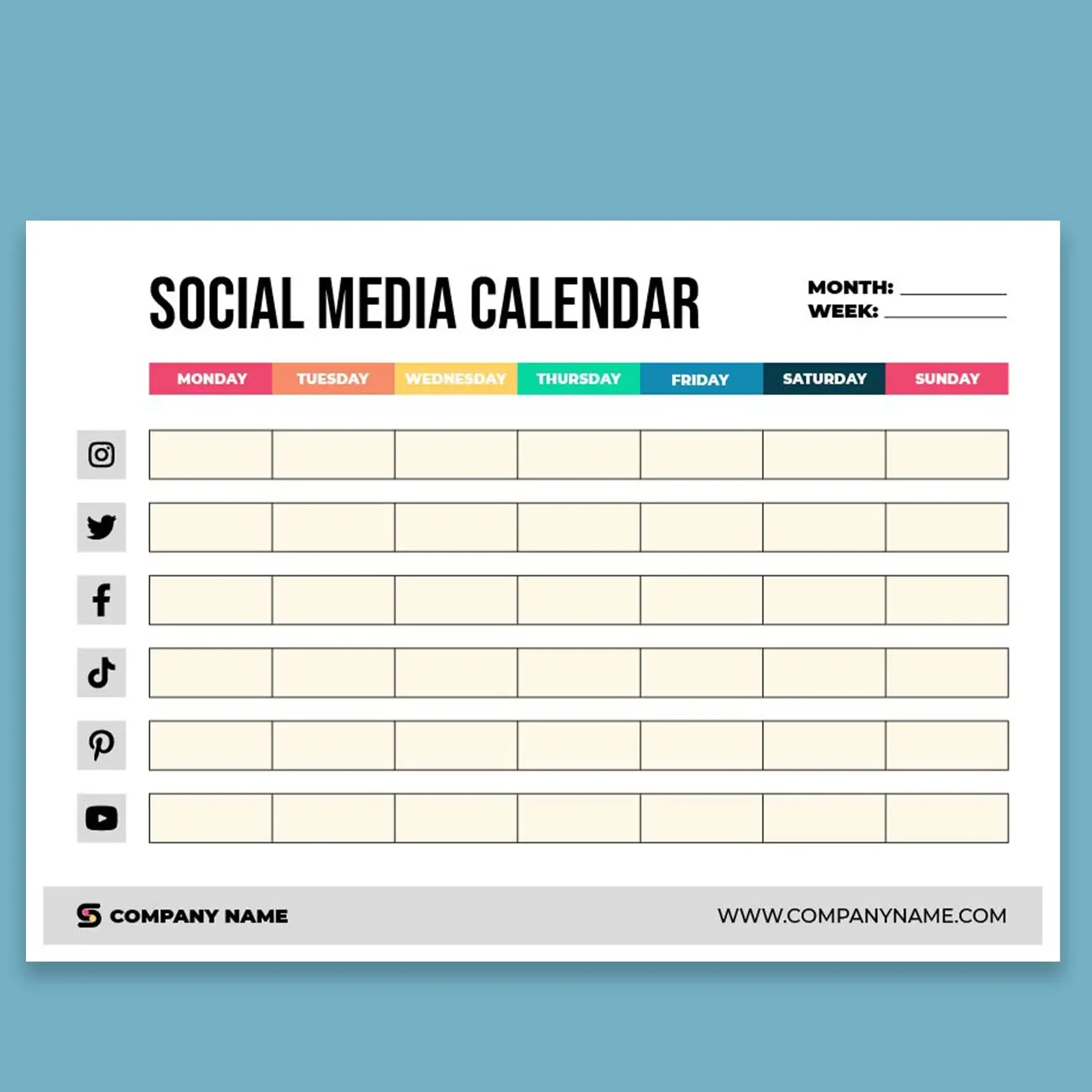 calendario editorial de redes sociales- componentes principales