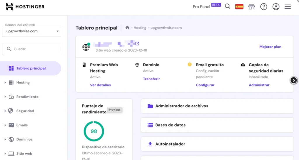 Hostings para tu web- Hostinger