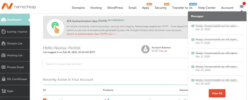 Hostings para tu web- Namecheap